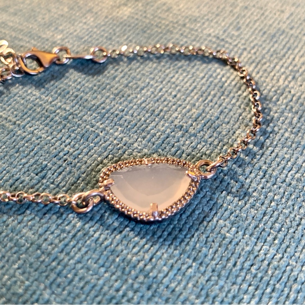 Dyadema Sterling Silver Bracelet Chain Faceted Stone Y2K Signed Italy Jewelry - Picture 2 of 7